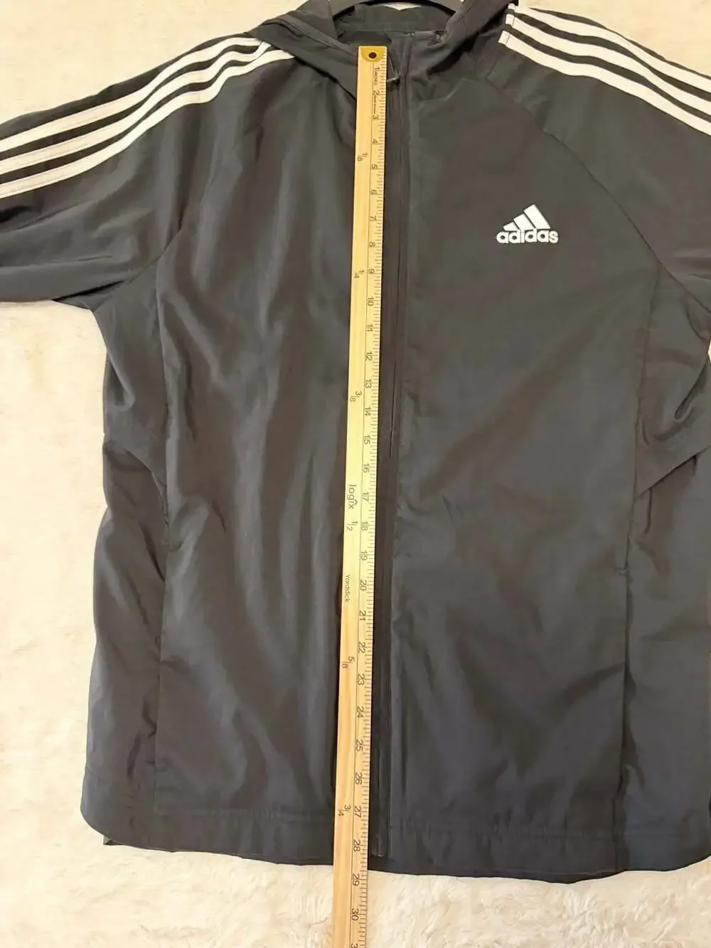 Adidas Hooded Windbreaker Size L Black White 3-Stripes Jacket DT4643